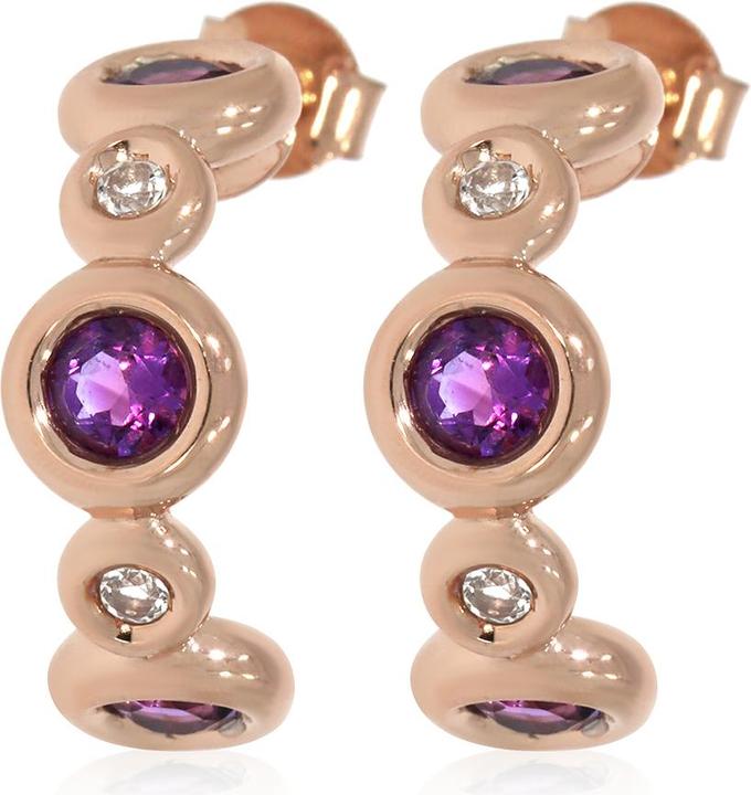 Image du produit Xen Créoles avec améthyste et topaze blanche env. 2,87 ct. plaqués or rose (Argent sterling 925)