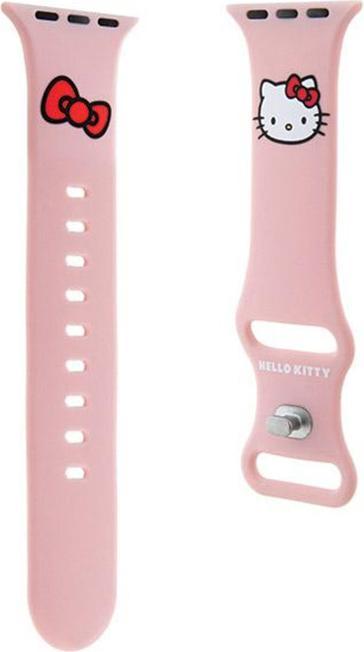 Actual product image Hello Kitty Pasek HKAWLSCHBLP Apple Watch 42/44/45/49mm różowy/pink strap Silicone Kitty Head (42 mm, Stainless steel, Silicone)