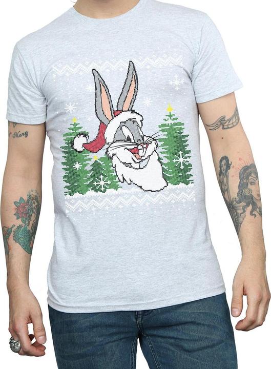 Actual product image Looney Tunes Mens Bugs Bunny Christmas Fair Isle T-Shirt (3XL)