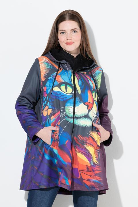Produktbild Ulla Popken Jacke, Katze, Teddyfutter, A-Linie, Kapuze, Langarm (46, 48)