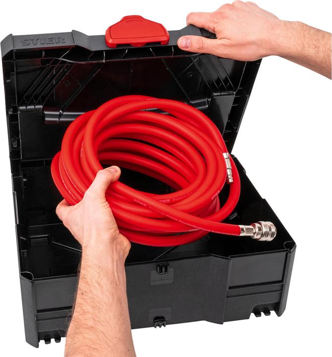 Produktbild Stier Systainer-Kompressor-Set inkl. Systainer II T-Loc, Rollbrett + Druckluftnagler 6-teilig (6 l, 8 Bar)