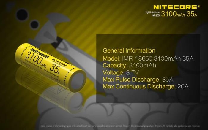 Produktbild Nitecore 18650 IMR Akku 3100mAh/35A 2Stk