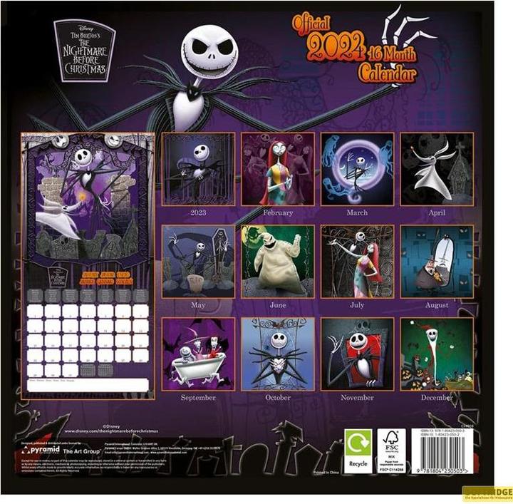 Image du produit Pyramid L'Étrange Noël de monsieur Jack calendrier 2024 (30 x 30 cm, Français, Allemand, Espagnol, Anglais)