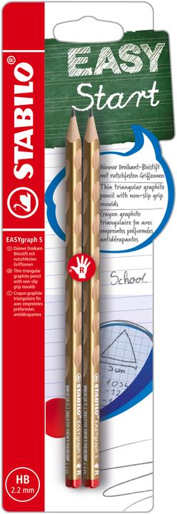 STABILO Pencil EASYgraph S Metallic right-handed, 2 pieces, gold (2.20 mm, HB, 2x)