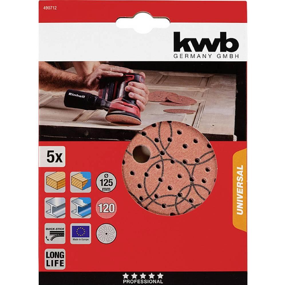 Thumbnail - kwb, Schleifmittel, Exzenterschleifer Schleifpapierscheiben 5er-Set mit Universallochung K120 (120)