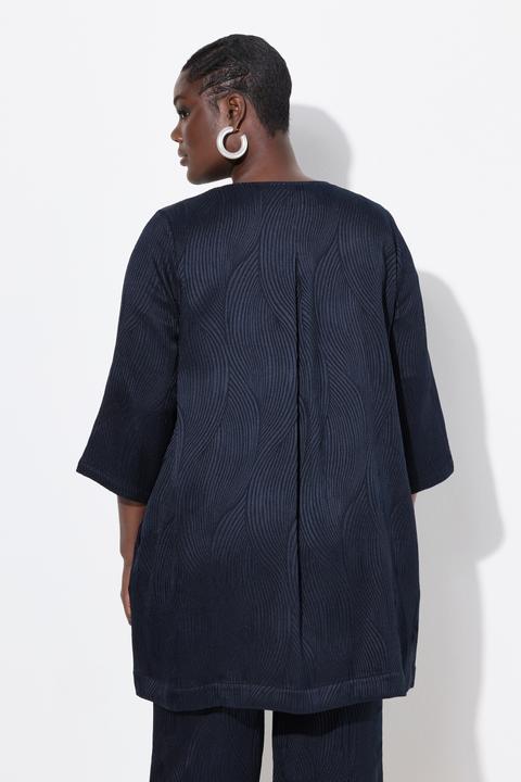 Image du produit Ulla Popken Veste esprit chemisier, col rond et pli d'aisance dans le dos, coupe évasée (42, 44)
