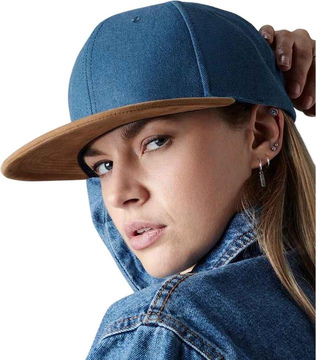 Actual product image Beechfield Faux Suede Flat Peak Snapback Cap