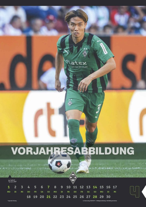Produktbild Borussia Mönchengladbach 2025 - Fussball-Kalender - Wand-Kalender - Fan-Kalender - 29,7x42 - Sport (Harter Einband, Deutsch)