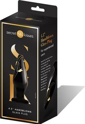 Produktbild Secret Kisses Handblown Glass Wide Butt Plug Black Gold (4.5")