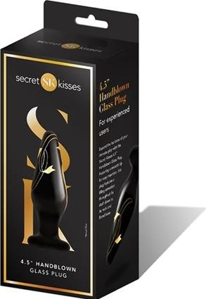 Image du produit Secret Kisses Plug en verre soufflé à la main à large ouverture, noir et or (4.5")