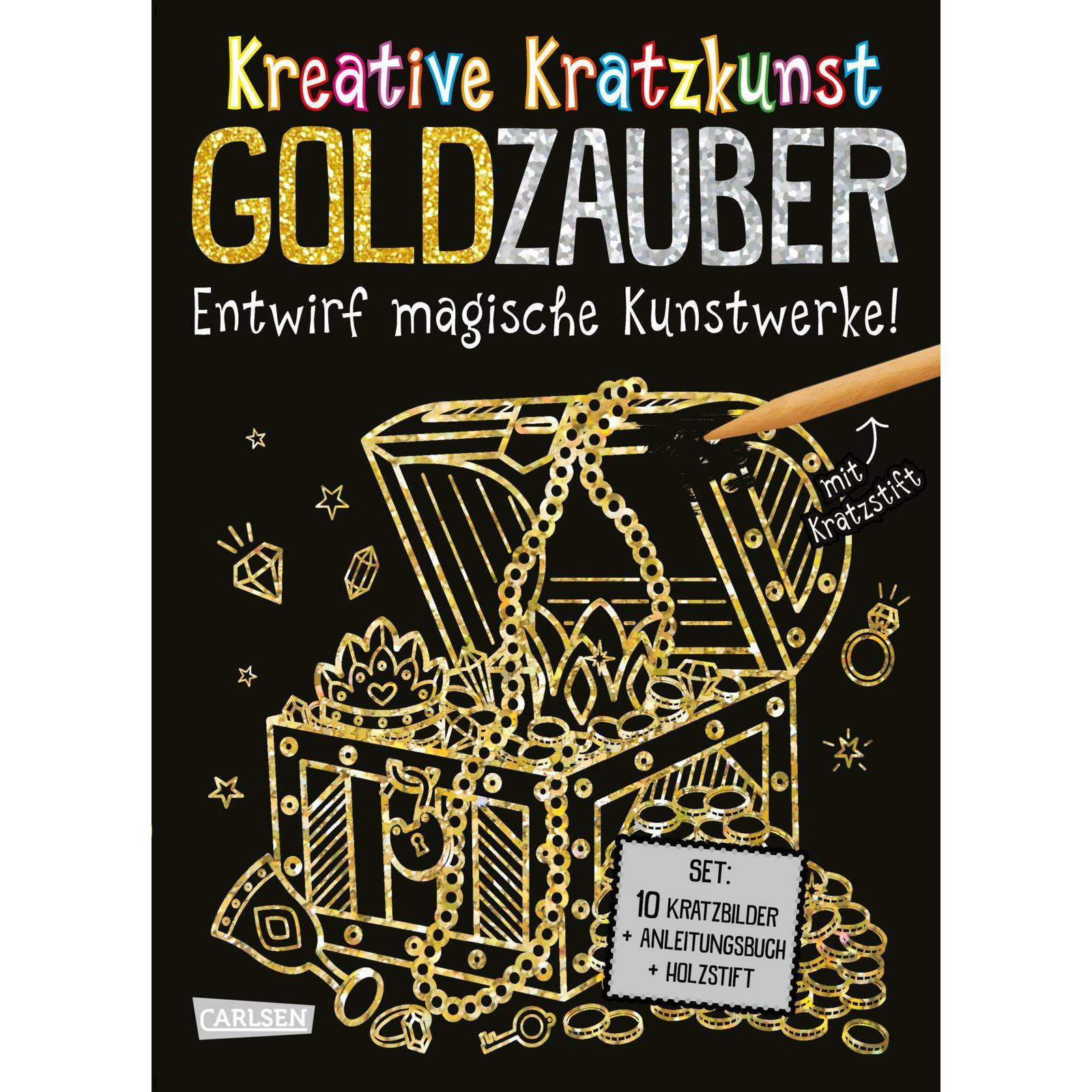 Carlsen Kratzbilder für Kinder: Kreative Kratzkunst: Goldzauber