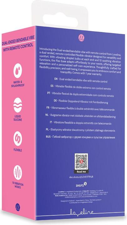Immagine prodotto Loveline Dual-ended Bendable Vibe with Remote Control - Purple
