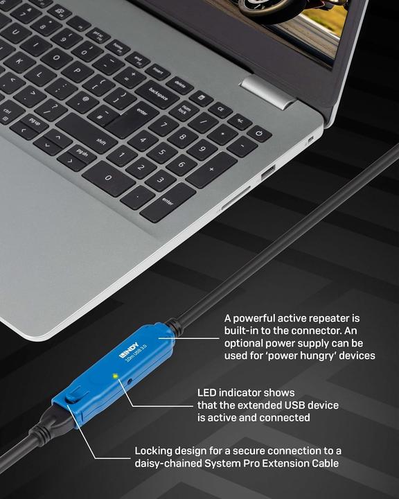 Actual product image Lindy USB 3.0 Active Extension Cable Pro (10 m, USB 3.0)