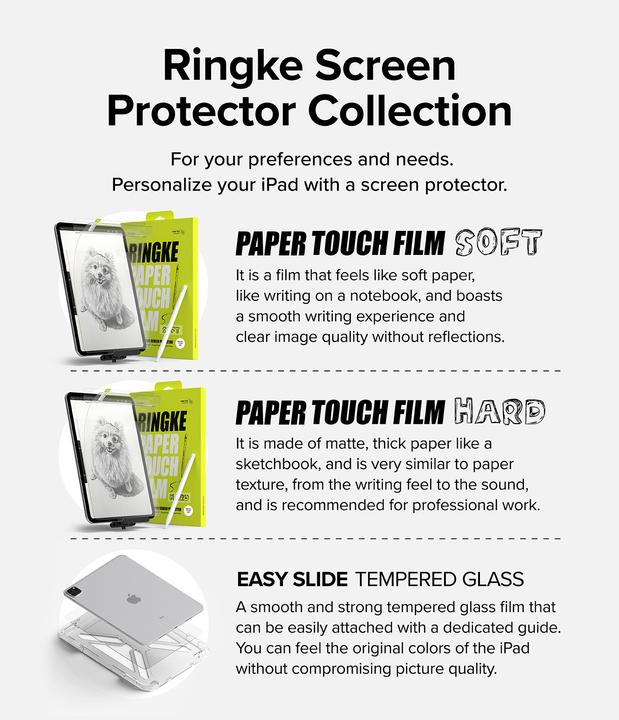 Produktbild Ringke iPad Air 10.9/iPad Pro 11 (2022/2020) Screen Protector Paper Touch Hard Film (2pcs) Transparent (2 Stk., Huawei MatePad Pro 11 (2022))