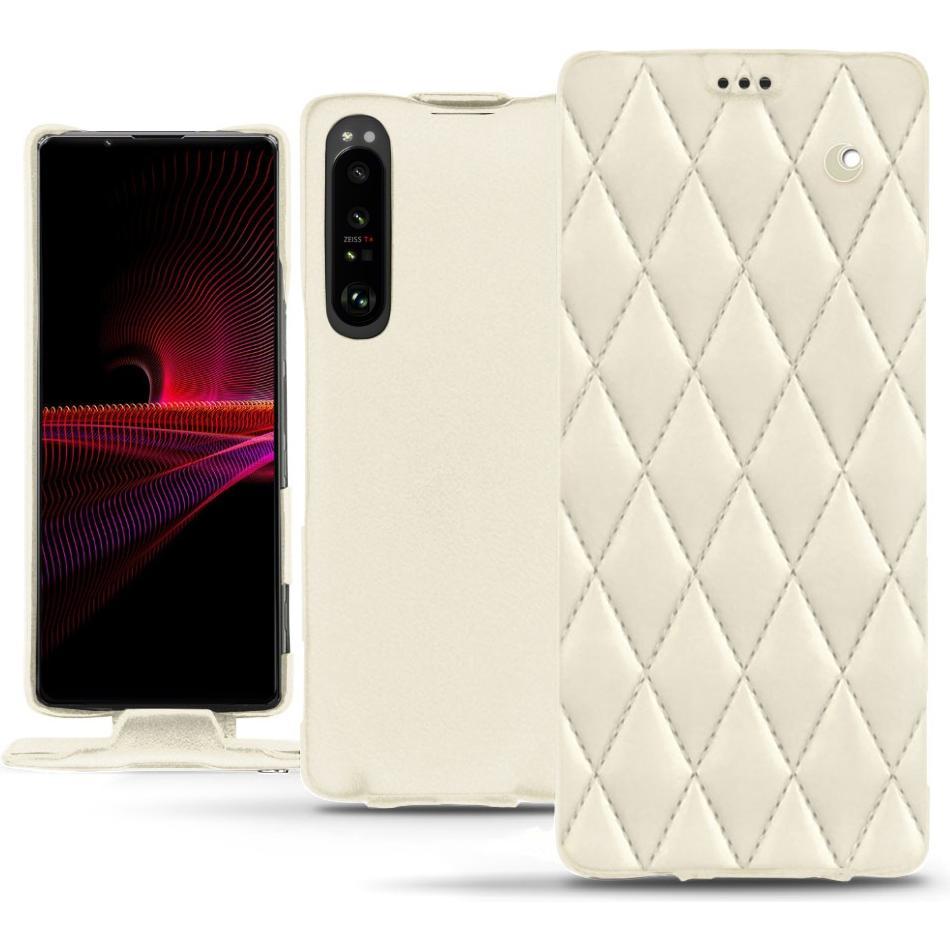 Noreve Lederschutzhülle vertikal (Sony Xperia 1 III), Smartphone Hülle, Weiss