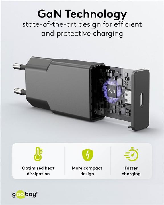 Produktbild Goobay USB-C PD GaN Schnellladegerät Slim 20 W (20 W, 1 Port)