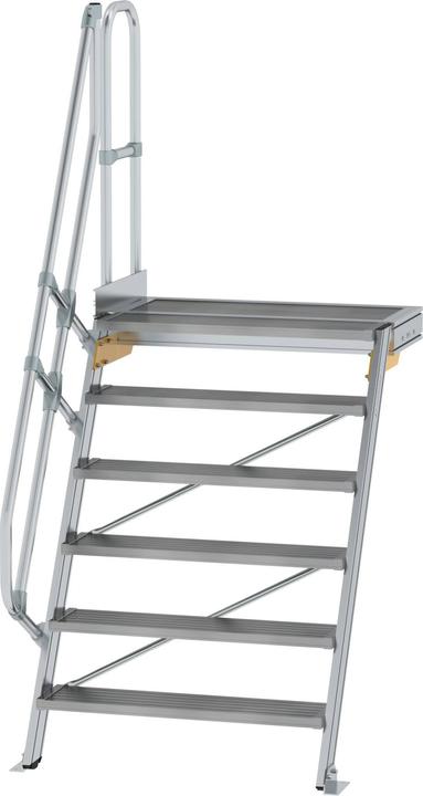 Produktbild Munk Treppe mit Plattform 60° Stufenbreite 1000 mm 6 Stufen Aluminium geriffelt (Gerüst, 100 cm)