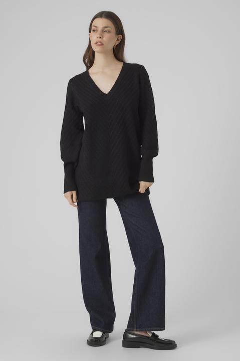 Produktbild Vero Moda VMANJASTINNA LONG V-NEK PULLOVER GA EXC Strickpullover (M)