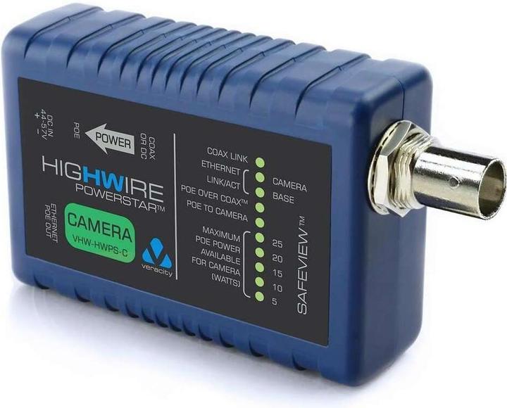 Produktbild Veracity HIGHWIRE Powerstar Camera Netzwerk Medienkonverter Eingebaut (802.3af (PoE), 802.3at (PoE+), 25 W)