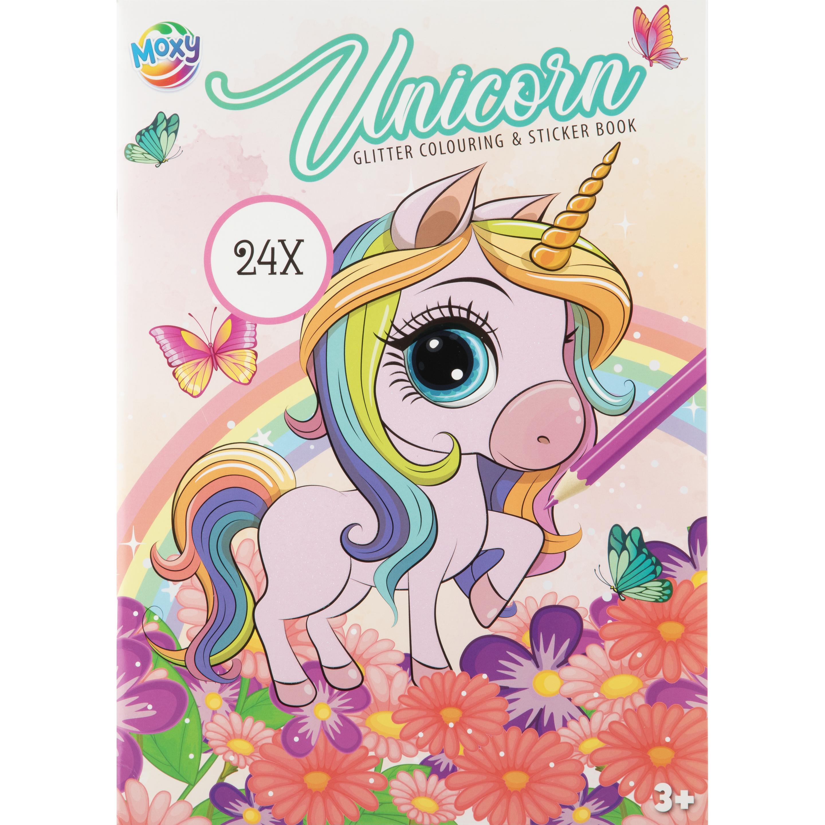 Grafix, Sticker, Moxy - Glitter Colouring Sticker Book - Unicorn
