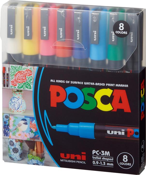 Produktbild Posca Marker PC-3M Rundspitze (Mehrfarbig, 1.30 mm, 8 x)
