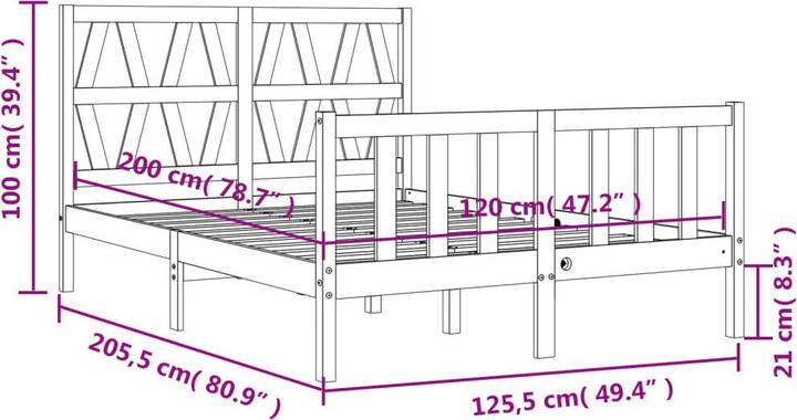 Actual product image vidaXL Bettrahmen (120 x 200 cm)