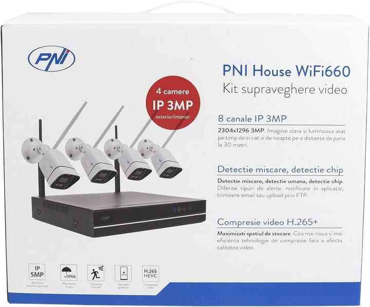 Actual product image PNI WiFi NVR video surveillance kit with 4 wireless cameras and 1TB HDD (2560 x 1440 Pixels)