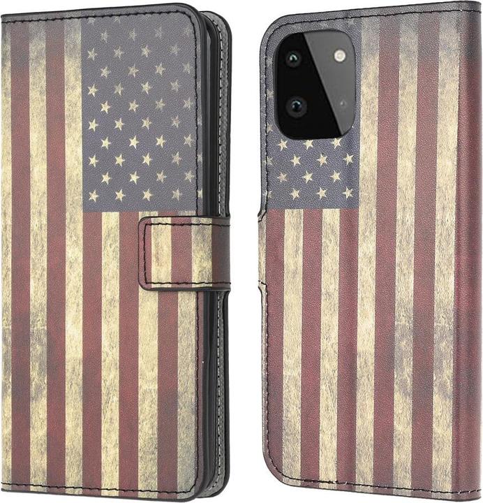 Produktbild Cover-Discount Galaxy A22 5G - Leder Hülle US Flagge (Samsung Galaxy A22 5G)