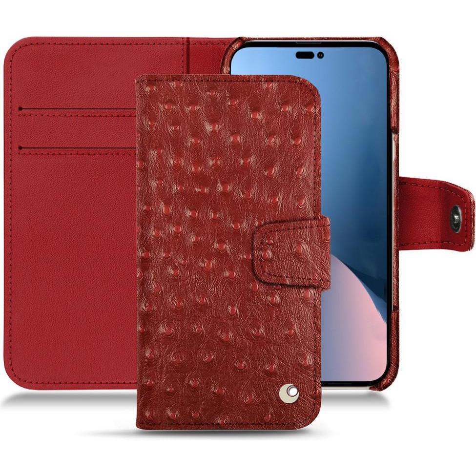 Noreve Lederschutzhülle Wallet (Apple iPhone 14 Plus), Smartphone Hülle, Rot