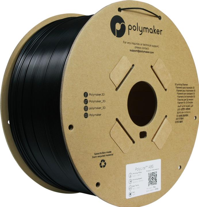 Actual product image Polymaker PolyLite ABS Black 1.75mm 3kg (ABS, 1.75 mm, 3000 g)