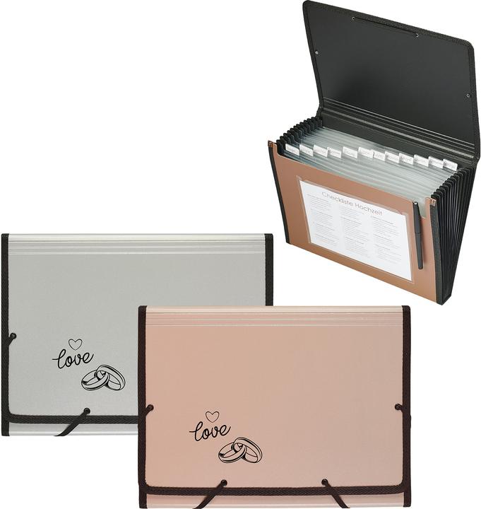 Produktbild Kolma Fächermappe Wedding A4 silber "love" (A4, 1x)