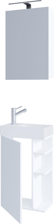 Produktbild VCM 3-tlg Badmöbel Set Gäste WC Gästebad Waschplatz Waschtisch klein schmal Lumia Spiegelschrank