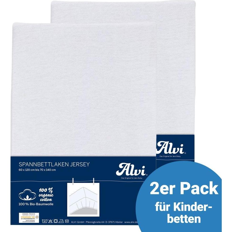 Alvi, Fixleintuch Babybett, Spannbettlaken Spannbetttuch 2er Pack aus Bio-Baumwolle für (70 x 140 cm)