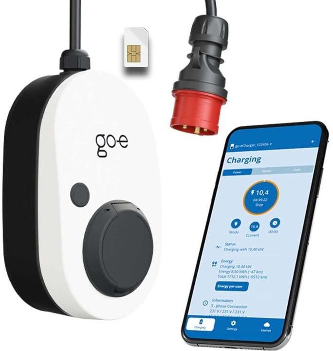Actual product image Go-E Charger Gemini flex 2.0 GSM 11 kW (Type 2, 11 kW, 16 A, Hard wired)