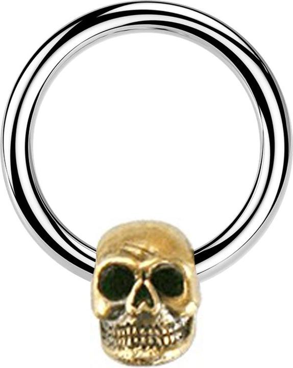 Immagine prodotto Star Piercing Anello Micro Closure argento teschio placcato oro (Ottone, Acciaio chirurgico 316L)