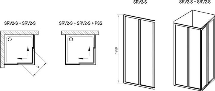 Image du produit Ravak Paroi De Douche Srv2-90 S Noir+Verre Trans