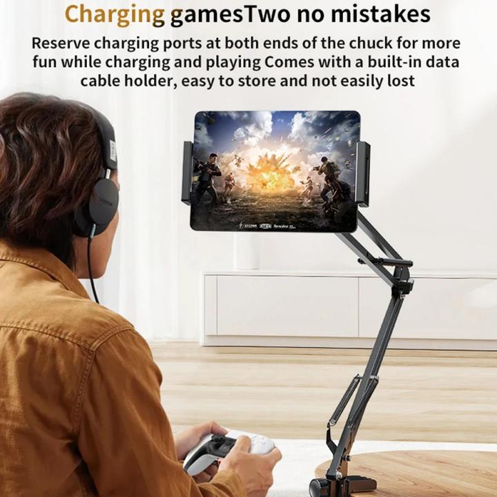 Image du produit Yesido Tisch-/Betthalterung C296 2in1 (Tablet + Smartphone) 64 cm, SCHWARZ