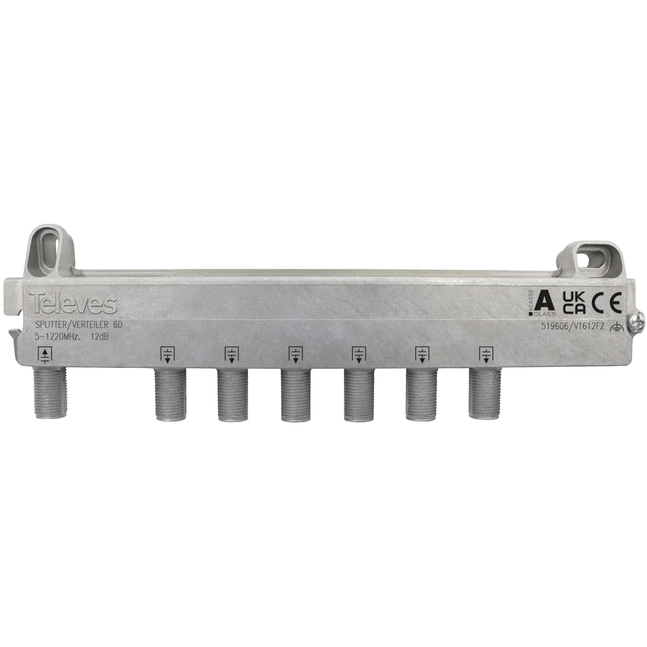 Thumbnail - Televes VT612FZ 6-fach Verteiler 5-1218MHz VD 12dB (12 dB, Verteiler und Abzweiger), Antennenkabel