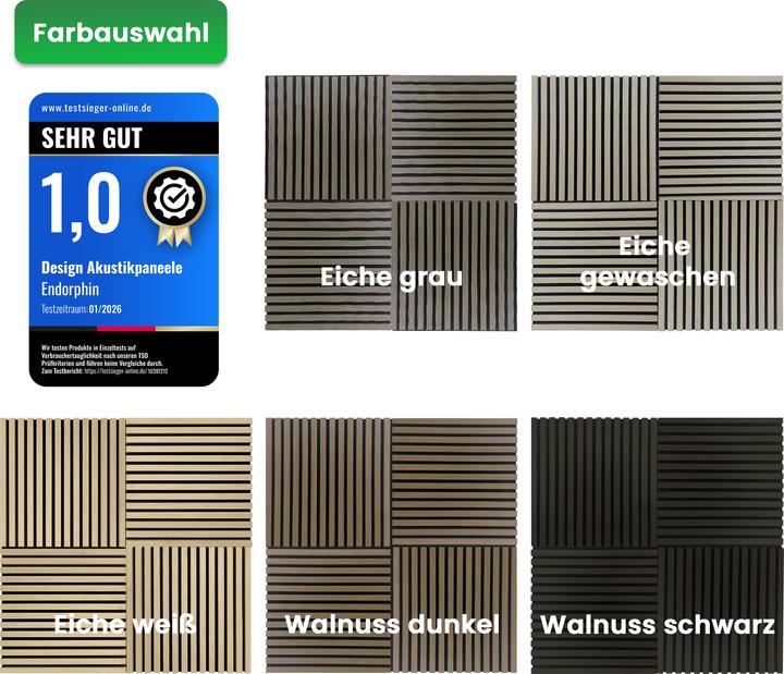Produktbild Endorphin 1 Stück Akustikpaneel Muster quadratisch Holzfunier Wallnuss schwarz (58 x 58 cm)