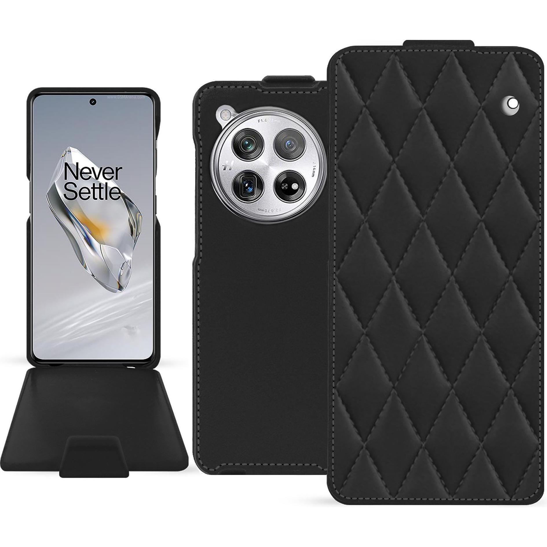 Noreve Lederschutzhülle vertikal (OnePlus 12), Smartphone Hülle, Schwarz