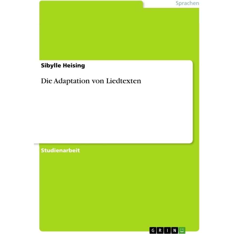 Heising:Die Adaptation von Liedtexten, Fachbücher von Sibylle Heising