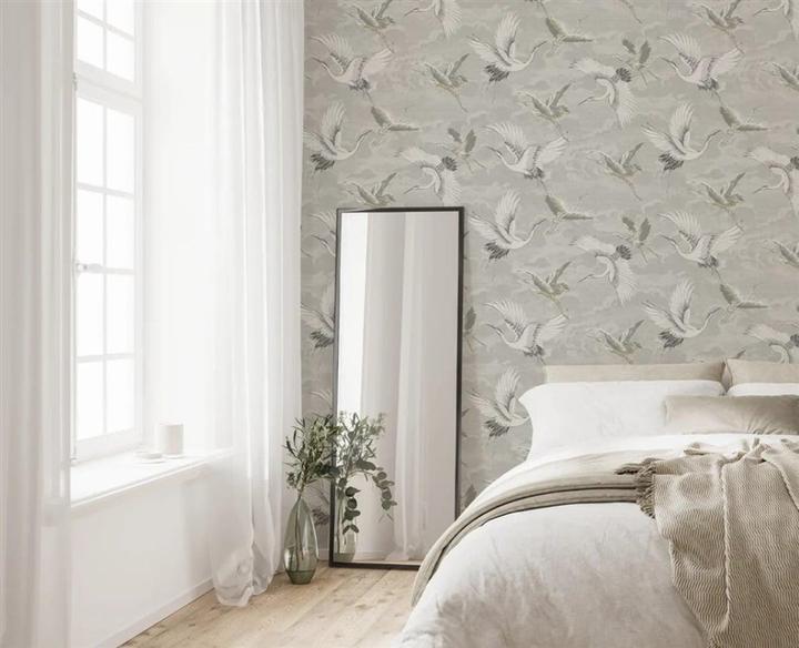 Actual product image AS Creation Vinyl Wallpaper Nonwoven Base 121805 Kranes Neutral (10 x 52 cm)
