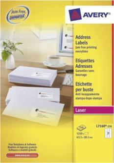 Actual product image Avery Address labels L7160-250 White A4
