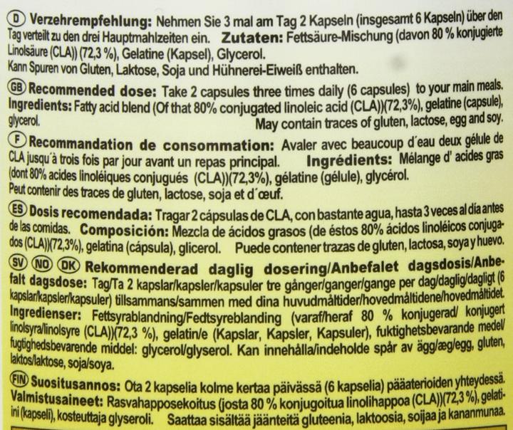 Nutritional values and ingredients IronMaxx Cla (130 Piece, Capsules, 179.80 g)