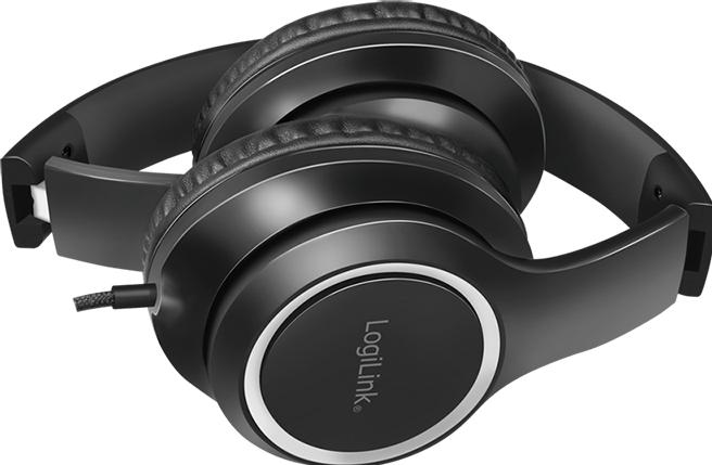 Actual product image LogiLink Stereo headset high quality, with microphone, black Connection: 3.5 mm jack plug, integrated Bed (Cable)