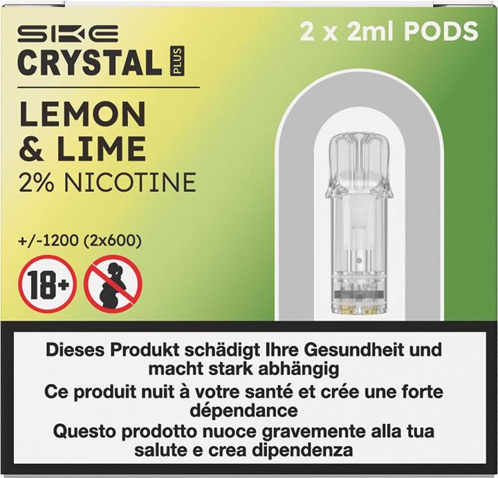 Immagine prodotto SKE Crystal Plus Lemon Lime - Ricarica E-pod - 2 pezzi. à 2 ml (Calce dolcissima, Limone)