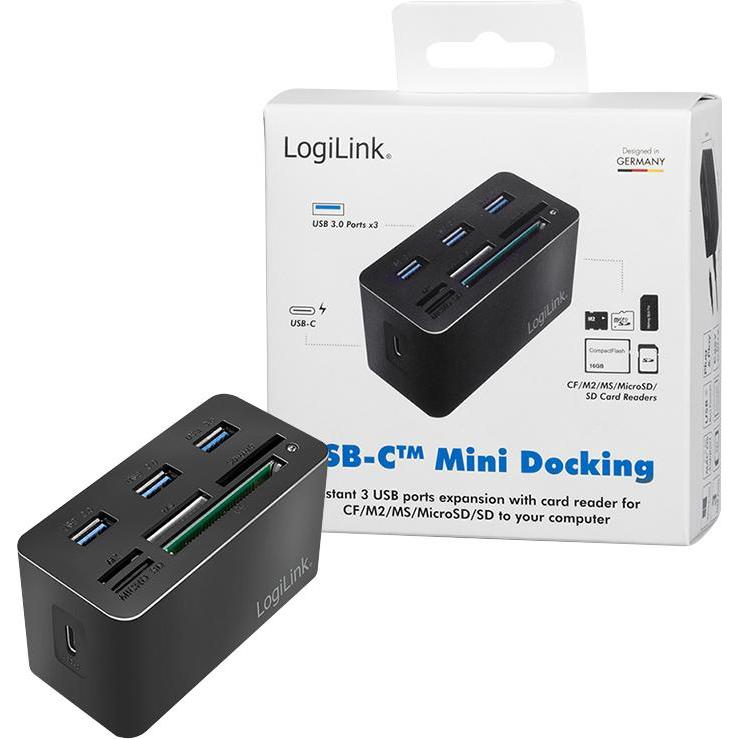 LogiLink CR0046 Notebook-Dockingstation & Portreplikator Verkabelt USB 3.2 Gen 1 (3.1 Gen 1) Type-C Schwarz (USB-C, 8 Po...