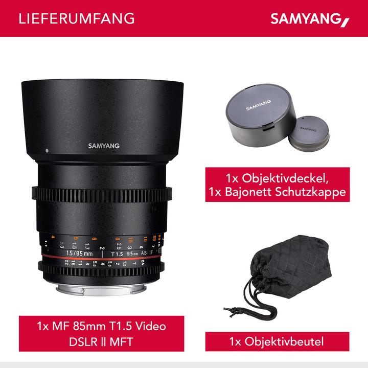 Produktbild Samyang 85mm T1.5 VDSLR II MFT (Micro Four Thirds, Vollformat)