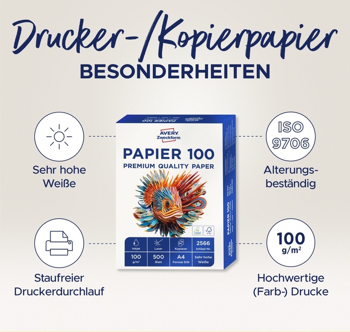 Produktbild Avery Inkjet-Papier (100 g/m², 500 x, A4)