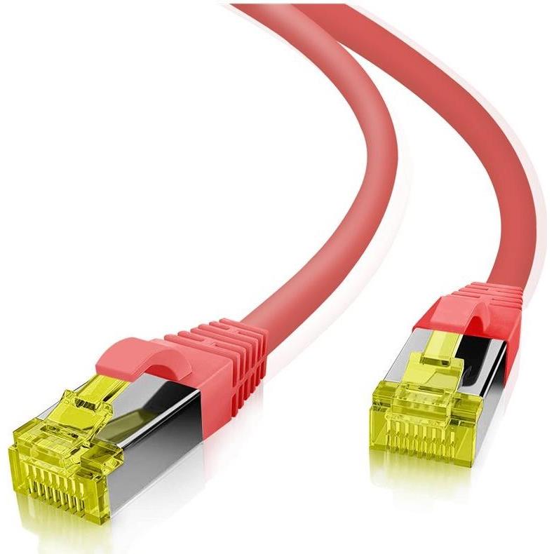 Thumbnail - Helos GRS zertifiziertes Cat 6a Patchkabel mit Cat 7 Rohkabel TPE rot 0,15m (PiMF, CAT6, 0.15 m), Netzwerkkabel